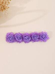 1pc Newborn Baby Girl 5 Floral Mesh Headband, Sweet & Cute Princess Headpiece, Suitable For Gift, Party, Daily Wear