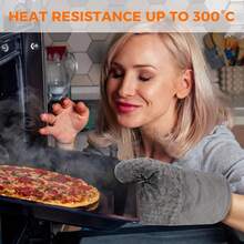 2 Pcs Oven Mitts Heat Resistant For Kitchen, Kitchen Oven Gloves, Long Oven Mitts And Pot Holder With Non-Slip Silicone Stripe Soft Cotton Lining, Silicone Oven Mitts For CooFKing BaFKing BBQ Dark Grey,2pcsDarkGray - 2件深灰色 - 查看 5
