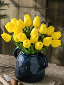 20 Stück künstliche gelbe Tulpenblumen, geeignet als Muttertagsgeschenk, Hochzeitsdekoration, Heimdesign, Schlafzimmer, Wohnzimmer, Geburtstagsfeier, Valentinstag Dekoration - Gelb - Übersicht 4