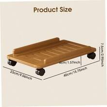 Soporte de Torre para computadora Soporte de PC móvil bambú Natural para Alfombra con Rueda Bandeja Impresora 3D ventilada Hueca para Escritorio Oficina en casa.cc - Leonada - Ver 2