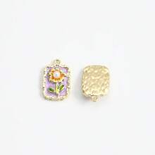 2Pcs 21x16mm Sunflower Dripping Oil Pendant For Necklace Bracelet Earring Keychain Telephone Chain And Packaging Decoration Accessories - Multicolor - View 9