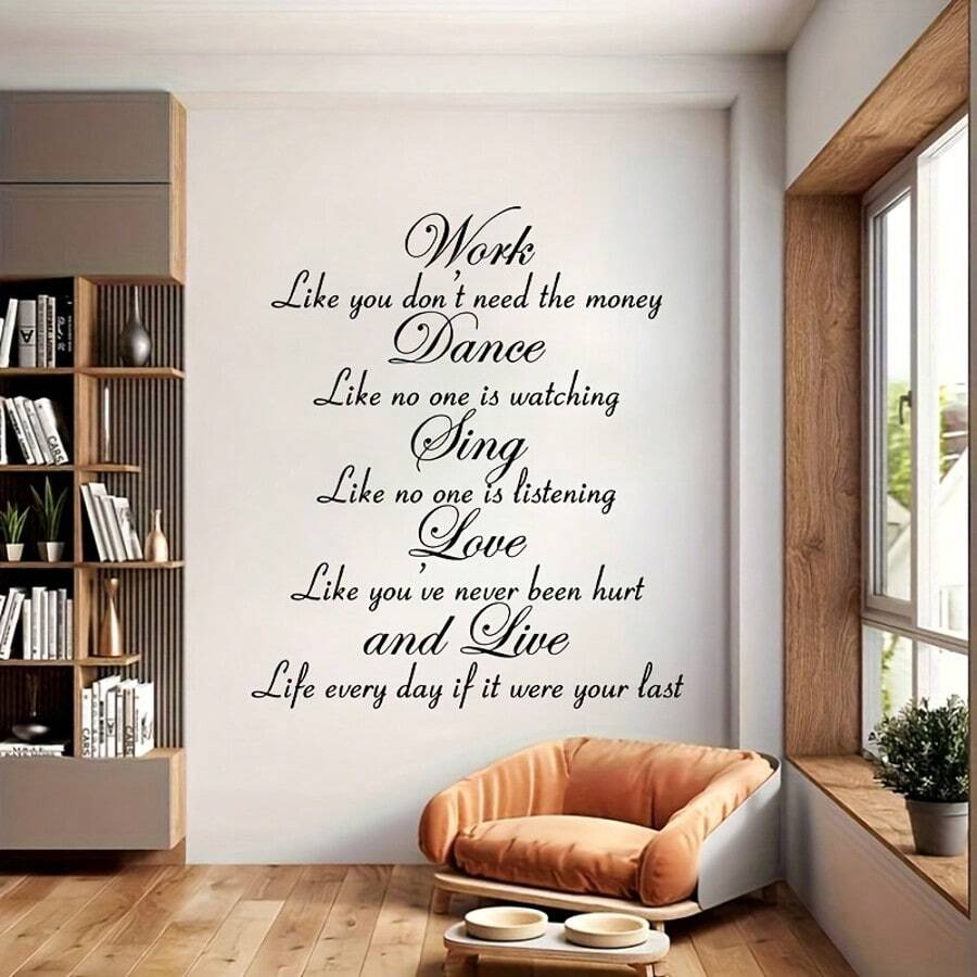 1 miếng dán tường với những câu nói truyền cảm hứng để trang trí nhà cửa, hình dán về thái độ sống cho phòng khách, phòng ngủ, phòng học và phòng ăn. - màu đen - Xem 1
