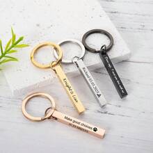 1pc Engraved Stainless Steel Rectangle Keychain, Personalized Keychain, Couples Gift, Customized Men/Women Keychain, Couple Keychain For Both Men And Women, Personalized Engraving Of Names, Dates, Symbols To Meet Couple Customization Needs,Apparel Accessories,Halloween Edit,Boyfriend,Girlfriend,Family,Friends - Multicolor - View 5