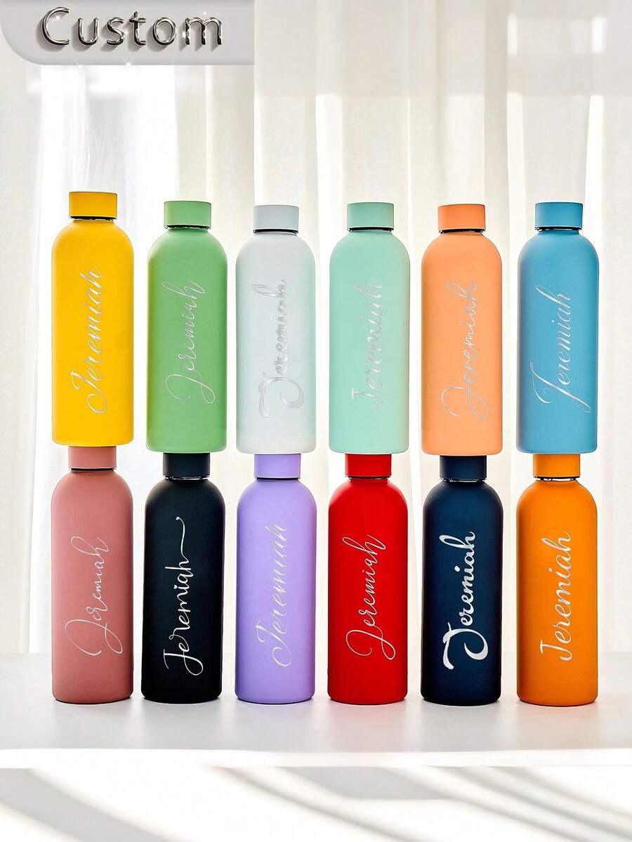 1pc Customized Double-Layer Stainless Steel Coffee Cup/Soda Bottle, Sports Insulated Water Bottle, 500ml/17oz Personalized Name Cup, Suitable As Back To School, Holiday And Birthday Gift For Boys And Girls