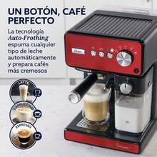 Oster Cafetera Automática de Espresso PrimaLatte con Auto-Frothing para Latte y Cappuccino Café Molido y Cápsulas Limpieza Automática Accesorios Incluidos Color Rojo BVSTEM6604R-013 - Enchufe tipo A de EE. UU. (110-127 V) - Ver 3
