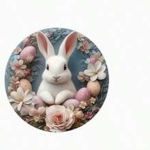 20x20cm Round Wooden Sign With Charming Easter Bunny Design - Ideal For Home, Office And Garage Decor, Perfect For Valentine's Day, Easter Celebrations, Multipurpose Decoration