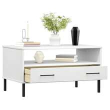 vidaXL Table basse avec pieds en métal Blanc 85x50x45 cm Bois OSLO - Blanc - Voir 1