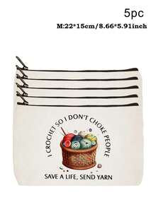 Crochet Is My Therapy' Printed Storage Bag, Knitting Lovers Zipper Pouch, Casual Yarn & Supplies Storage Bag, Ideal For Cosmetics & Toiletries - Multicolor - View 16