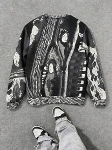 Autumn And Winter New Retro Fashion Guochao Casual Thick Needle Sweater 3D Digital Printing Men's Crew Neck Sweater - Áo Hoodie Q 05 - Xem 2