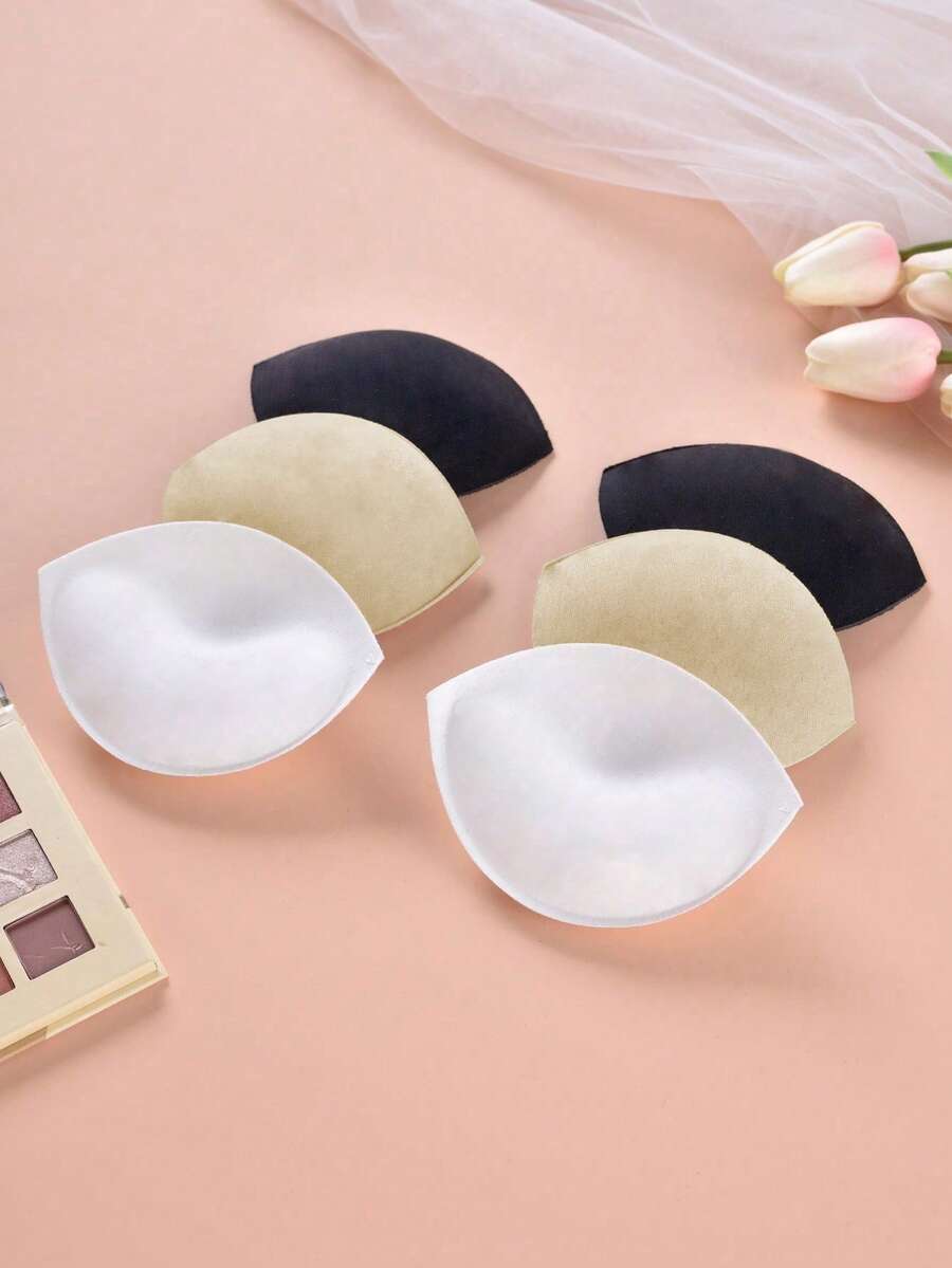 3pcs Thickened Breathable Underwear Pad Bra Cup Inserts Swimsuit Pads Breast Petals For Bras, Dresses, Bikinis - Multicolor - View 1