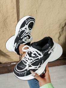 Giày thể thao đế dày bằng da mềm mại mới cho mùa Xuân/Hè 2024, giày chạy bộ lưới thoáng khí dành cho nữ, giày thể thao thường ngày. - màu đen - Xem 15