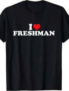 Cotton(Pure) I Love Freshman T-Shirt - 黑色 - 查看 1
