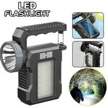 2pcs Solar Flashlight,Multifunctional Flashlight Solar Flashlight,Led Flashlight Cell Phone Charger, 800mAh Battery, USB Charging,Suitable For Home,Fishing,Outdoor Camping - Black - View 7