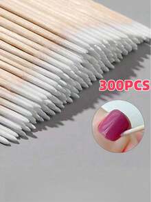 500/400/300/200/100支装清洁棉签/指甲清洁棒，美甲护理工具；100支装无绒微型刷/睫毛延长胶卸除器，美甲用品，美甲工具，返校季，指甲护理，美甲工具（适用于假指甲），修脚工具 - 彩色 - 查看 8