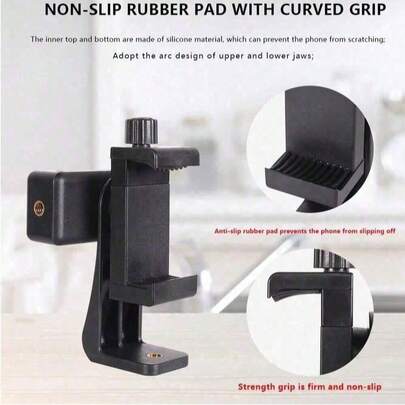 360-Degree Mobile Phone Clip, Suitable For 1/4 Screw Mobile Phone Holders, Tripod Fixing Bases, Desktop Tripod Adapters, Double-Sided Mobile Phone Clips