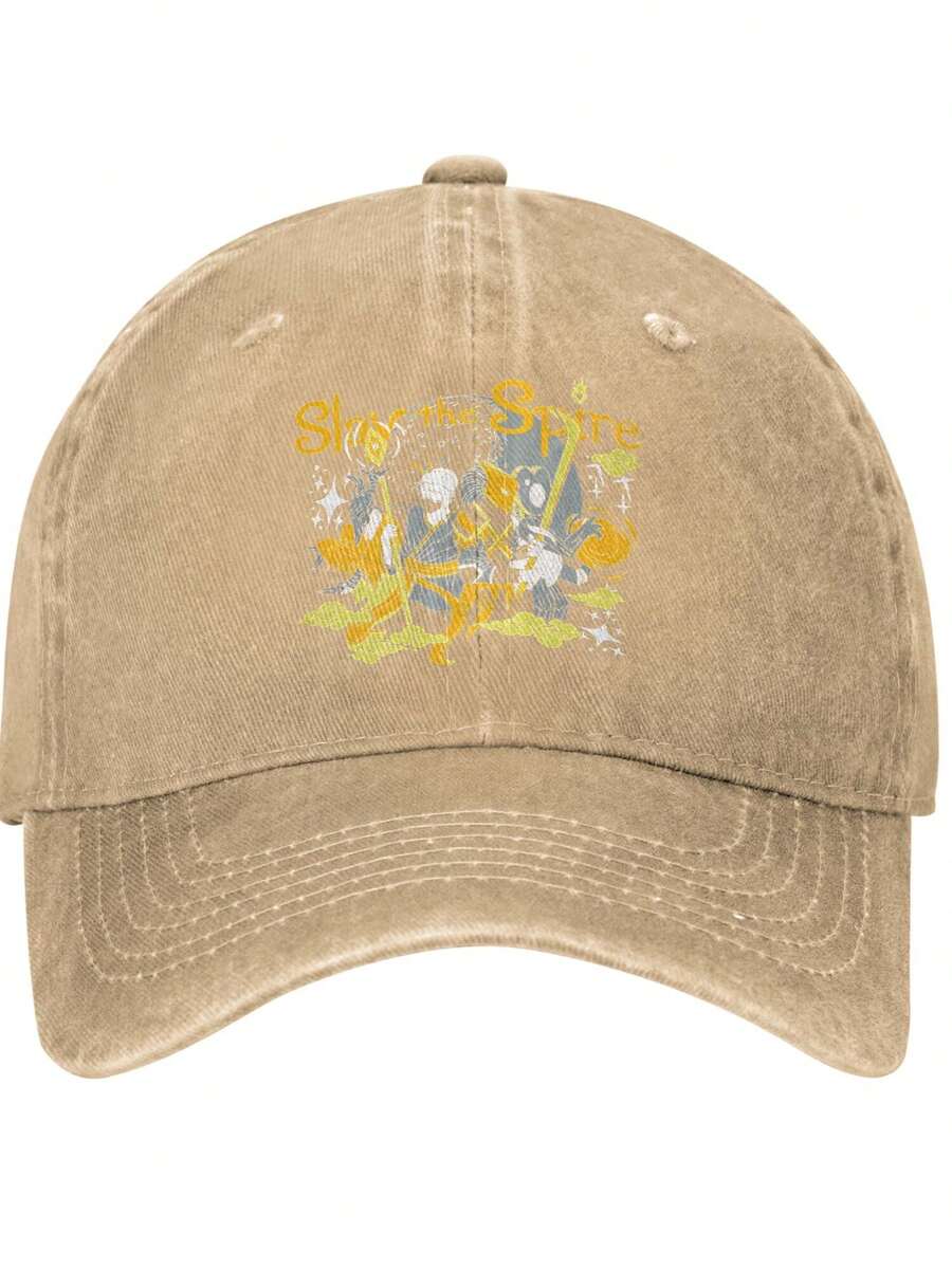 Slay The Spire Gaming Men Women Washed Distressed Twill Cotton Baseball Cap Vintage Adjustable Dad Hat - 駝色 - 查看 1