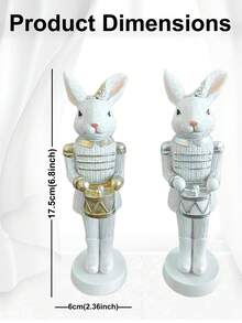 1pc Vintage Rabbit Nutcracker Decor, Realistic & Cute Rabbit Shaped Nutcracker With Gold & Silver Accents, Ideal For Easter And Christmas Home Decor, Perfect Holiday Celebration Gift - Multicolor - View 3