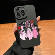 Cute Ghost Pattern Phone Case, Anti-Drop Phone Case, Decorative Phone Protector Cover Compatible With IPhone 11 12 13 14 15 16 17 Pro Max - Black - View 8