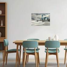 SWQYLB Imágenes de Faro Arte de Pared Paisaje Marino de Playa Impresiones en Lienzo Pintura de Paisaje Oceánico Obra de Arte Costera para Baño Dormitorio Hogar x .) - transparente - Ver 7