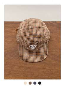 1 peça Boné de aba reta com cano alto, boné retrô de skate com 5 painéis, chapéu feminino com aba camuflada, boné de beisebol xadrez de veludo cotelê com letras americanas originais da BiteBerry, chapéu de sol casual simples e moderno unissex de veludo cotelê, boné estilo hippie chic para skatistas de rua ao ar livre - Boné de beisebol símbolo - Ver 8