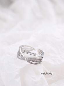 1pc Elegant Luxury Zirconia Crossover Adjustable Ring For Teens