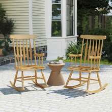 Lifezeal Solid Wood Rocking Chair Porch Rocker Indoor Outdoor Seat Glossy Finish Black Natural - Natural Color - View 5