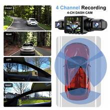 Camera hành trình 4 kênh toàn cảnh 360°, góc nhìn trước/sau/trái/phải, đầu ghi DVR ô tô độ phân giải cao, chức năng ghi vòng lặp, màn hình 2 inch, không bao gồm thẻ nhớ SD. - màu đen - Xem 2