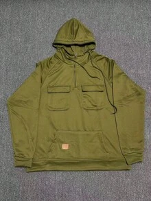 Men's Sweater Hoodie Zipper Multi-Pocket Pullover Sports And Leisure Sweater And Cargo Pants - 軍綠色 - 查看 3