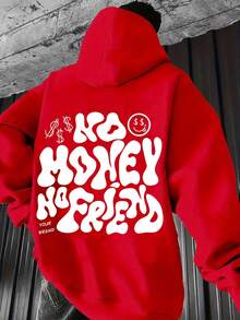 Sudadera con capucha de moda para hombres con patrón impreso - Rojo - Ver 6