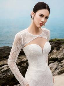 HEARBOBO Luxurious Beaded New Year White Lace Formal Dress, Mermaid Fairy Mermaid Wedding Dress Bridal, Valentine's Day - White - View 7