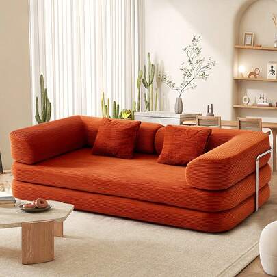 A recliner bed with blankets and pillows, a folding sofa bed/floor sofa, and a two-seater sofa with a fixed frame, accommodating 2-3 people.