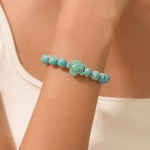 1pc Bohemian Style Turquoise Beaded Bracelet, Unisex Couples & Best Friends Design, Delicate & Versatile, Suitable For Daily Wear, Gift