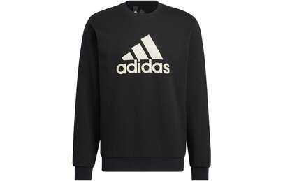  Sudadera de manga larga con cuello redondo y logotipo estampado de adidas para hombre