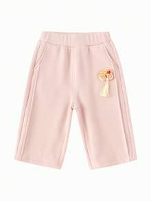 Balabala Girls' Straight-Leg Pants, Casual Spring Long Pants 2026 - White Red - View 4