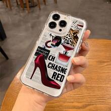Funda para teléfono con estampado de leopardo rojo, diseño transparente a prueba de golpes e incluye un anillo protector de lente independiente. Compatible con iPhone 16/16 Pro/16 Plus/16 Pro Max/15/14/13/12/11/Pro/Max. Funda protectora de TPU suave con cobertura total y anticaídas. - transparente - Ver 32