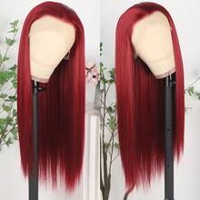 Gorgeous Neon Green Hair Synthetic Lace Front Wigs 28 Inch Pre Plucked Long Straight Hair Wigs Glueless Halloween Wigs Heat Resistant Fluorescent Green Straight Lace Front Wigs For Fashion Women For Daily Christmas Party Cosplay Use - 紅色 - 查看 6