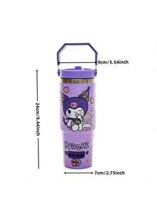 Sanrio 1pc, 30oz Stainless Steel Vacuum Insulated Glass Cup, Hot Water Bottle With Lid And Straw, Hot Coffee , Water Bottle For Summer, 30oz Reusable Double Wall Vacuum Insulated Stainless Steel Water Bottle - Multicolor - View 10