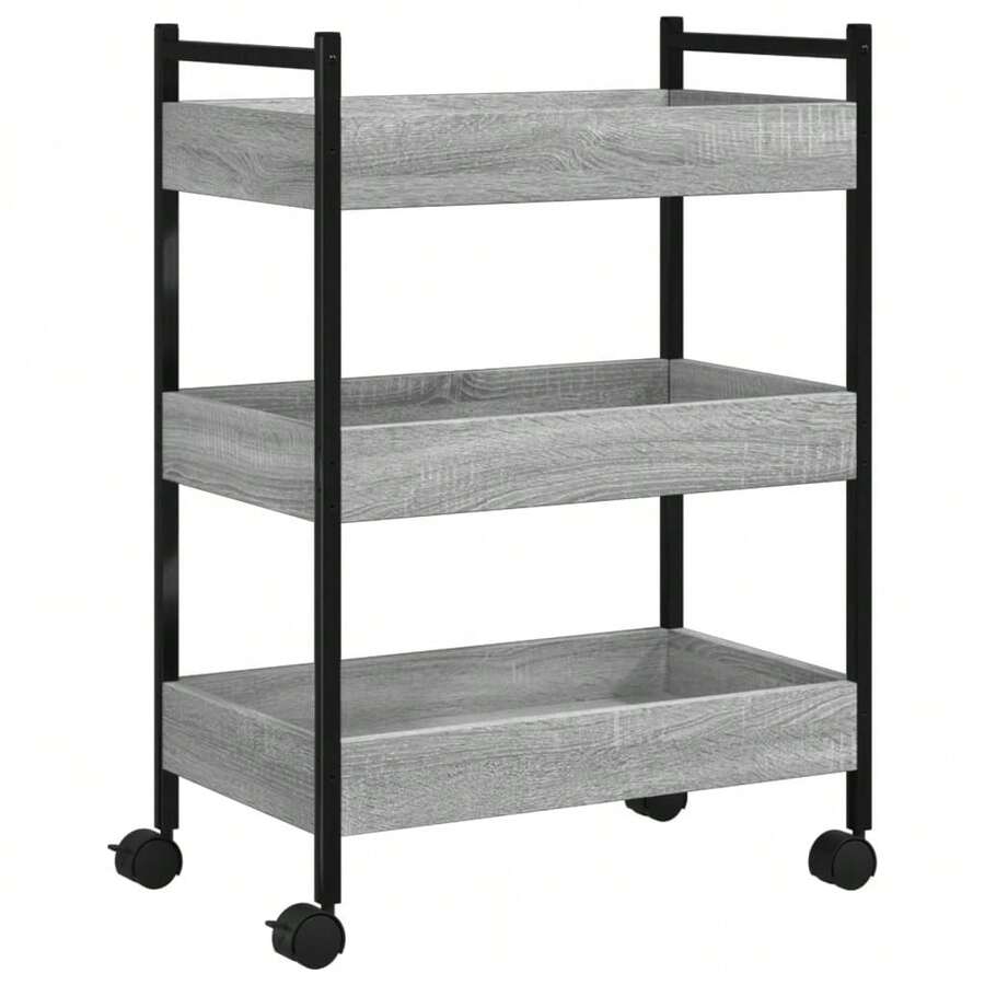vidaXL Chariot de cuisine sonoma gris 50x30x70 cm bois d'ingénierie - Gris - Voir 1