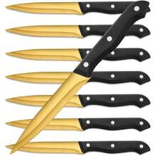 mhjJuego de Cuchillos Dentados para Carne: 8 Piezas de Cuchillos para Carne de Acero Inoxidable - Juego de Cuchillos Afilados para Pan/Mantequilla/Carne Doradosleeping Bags - 219353575 - Ver 6