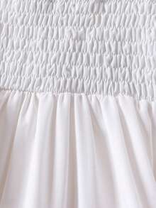 适合少女的夏季碎花无袖连衣裙，时尚优雅 - 白色 - 查看 7