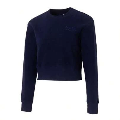 Under Armour Women's Sweatshirt/Pullover, Icon Terry Varsity Crew-BLU, Minimalist Comfortable Casual Outdoor Wear Sweatshirt, 6003680-410