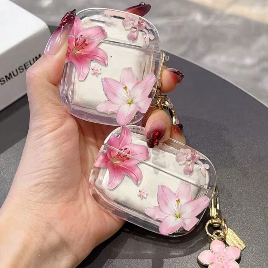 Funda protectora con diseño floral compatible con Apple, con protección anti-arañazos y anti-caídas - transparente - Ver 1