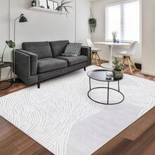 Modern Area Rug Washable Rug Contemporary Stripes Bedroom Carpet Soft Indoor Area Rugs For Living Room Low Pile Foldable Thin Rug Lightweight Aesthetic Rug Accent Floor Carpet, Grey - Grey - View 2