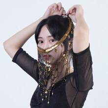 1 件装肚皮舞半脸面纱，适合角色扮演、万圣节派对、围巾式服装配饰，女士礼物 - 彩色 - 查看 8