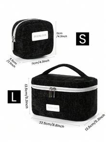 Conjunto Organizador Doméstico de Grande Capacidade, Inclui Necessaire Portátil com Fecho em Zíper, Bolsa de Cosméticos Clássica, Bolsa de Mão Acolchoada e Macia, Bolsa de Maquiagem Colorida Moderna, Mini Porta-Absorventes Higiênicos Quadrado, Bolsa Organizadora Multifuncional para Casa, Bolsa de Cosméticos Feminina, Bolsa de Maquiagem para Viagem, Presente Ideal para o Dia dos Namorados, Natal, Dia de Ação de Graças, Casamento para Madrinhas, Decoração de Camarim - Preto - Ver 17