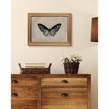 VIYYIEA Vintage Gold Framed Wall Art For Living Room, Black Butterfly Canvas Prints Home Decor, Ghthic Painting Picture, Bedroom Wall Decor Gifts For Friends Or Family -[Black Butterfly]-(16L X 12W) - [黑蝴蝶] - 查看 8