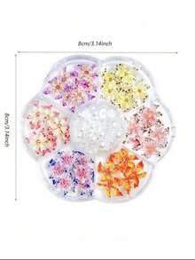1盒Y2K豹纹彩色花朵美甲装饰，3D波点花朵，ABS仿珍珠，适合情人节派对美甲装饰，DIY美甲用品，美甲宝石 - 彩色 - 查看 5