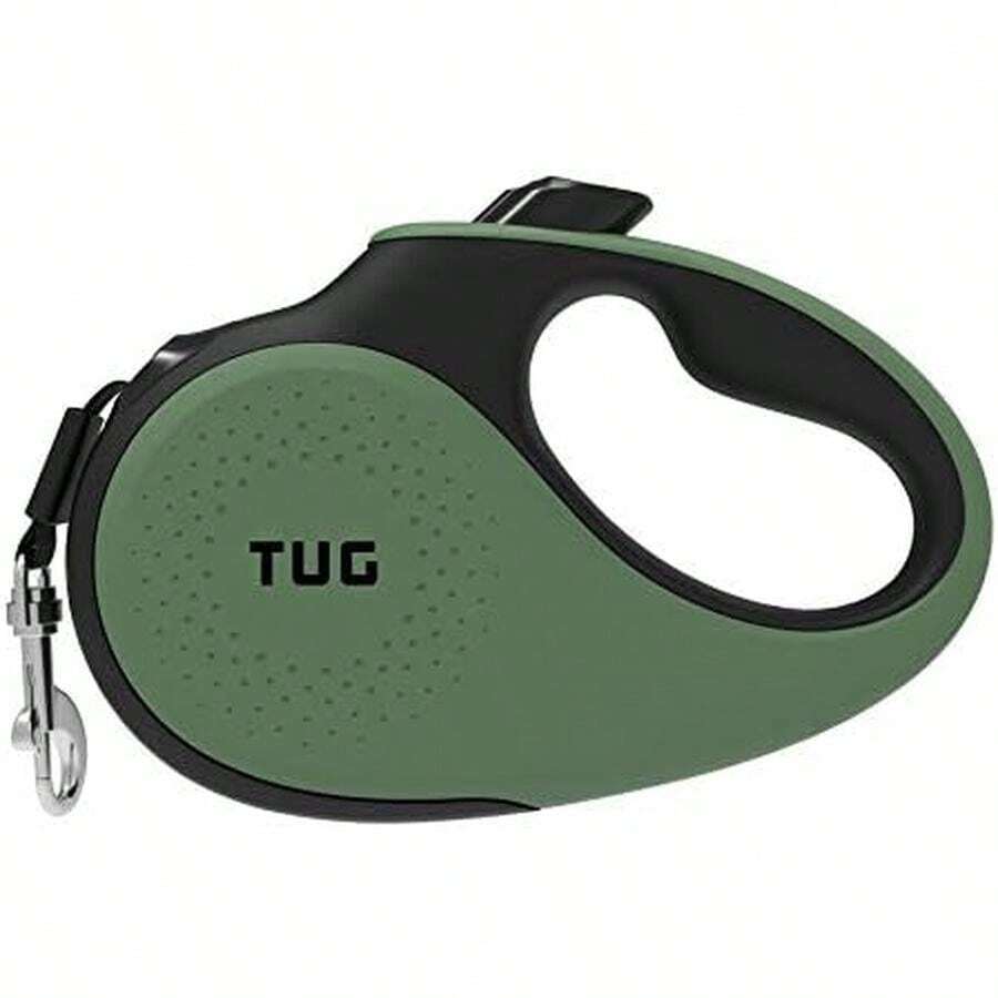 TUG 360° Tangle-Free Retractable Dog Leash For Up To 50 Kg Dogs | 5 M Strong Nylon Tape/Ribbon | One-Handed Brake, Pause, Lock (Large, White) - Green-large - View 1