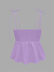 1 chiếc áo kiểu nữ không tay viền bèo nhún, áo ống croptop màu trắng tinh khôi theo phong cách Pháp tối giản, áo tank top nhẹ nhàng ôm sát người, thích hợp cho kỳ nghỉ và đi làm, áo babydoll gợi cảm kiểu Y2K tôn dáng, thích hợp cho mùa xuân/hè/thu. - Màu Lilac Tím - Xem 5