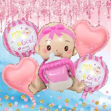 1/2/5 قطعة بالون جلوس كشف الجنين 4D، بالون ورقي بتصميم حلمة زجاجة رضاعة بلون أزرق وزهري لصبي وبنت، مناسب لحفلة كشف الجنين، حفلة استقبال المولود الجديد، ديكور حفلة عيد الميلاد الأول، دعائم للصور، ديكور بألوان زرقاء وزهرية - متعدد الألوان - مشاهدة 12